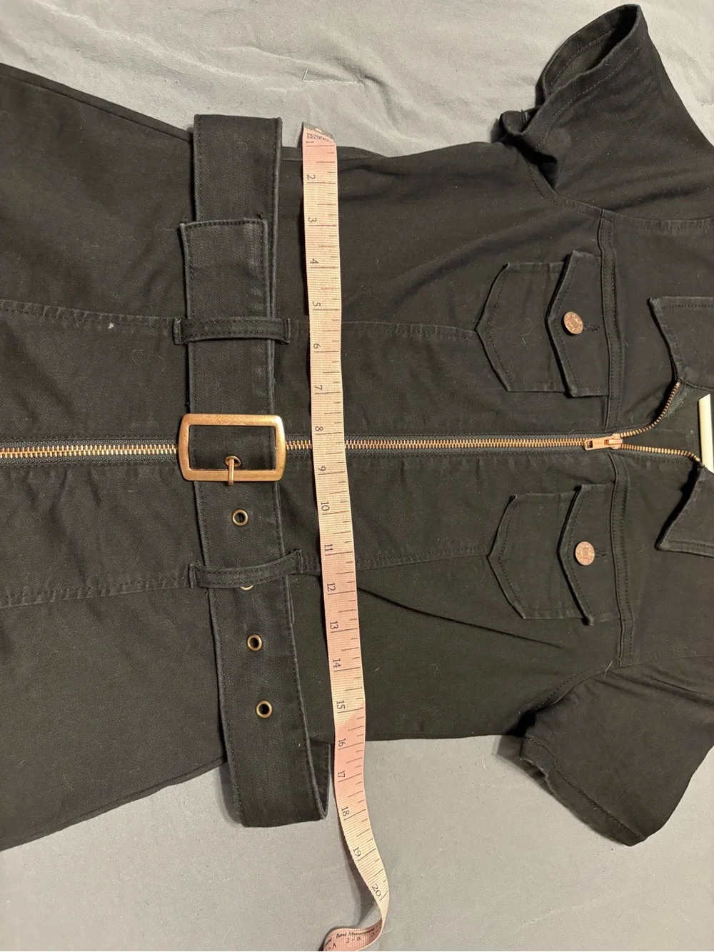 Guess Black Short-Sleeve Zip-Front Romper with Rose Gold Hardware - Picture 7 of 8